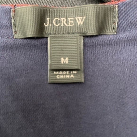 J. Crew Navy Blue Front Keyhole Tassel Tie V-neck Sleeves Top - Picture 6 of 7